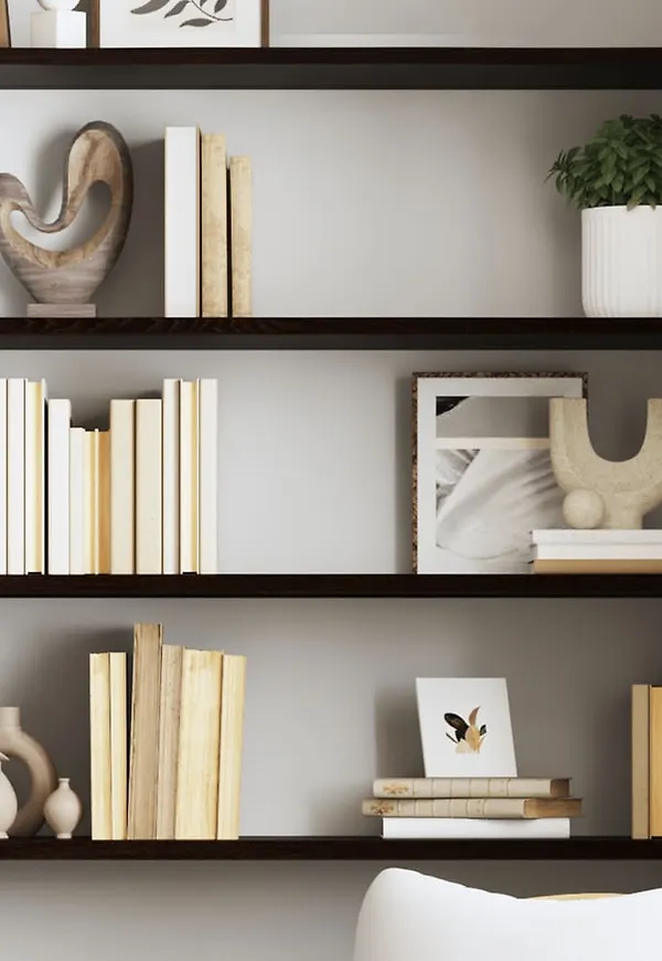 Fantastiskt fin vidaxl vägghylla i brun färg gjord i ek.