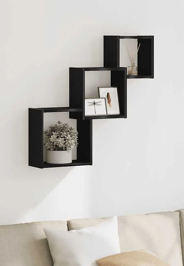 Ikonisk vägghylla i ek i svart från vidaXL.