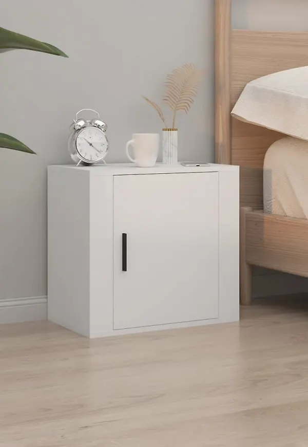 Vit vidaXL-sängbord i snygg modell.