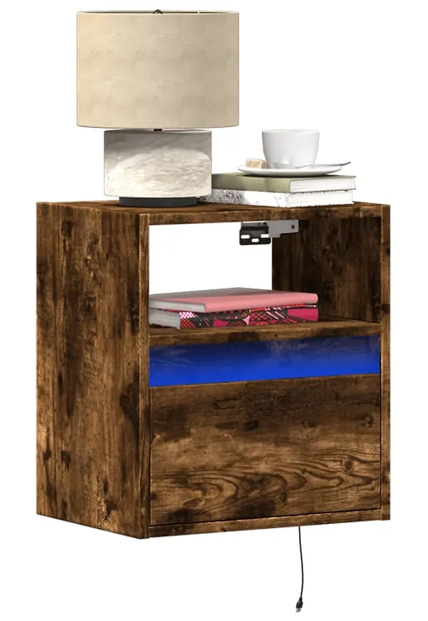 Riktigt fin vidaxl sängbord i brun färg gjord i ek.