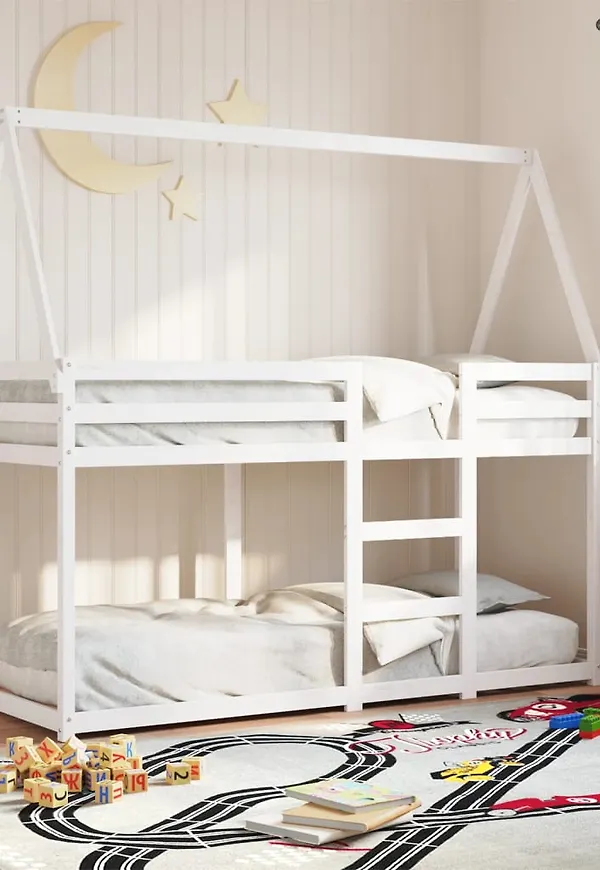 Vit vidaXL-säng i moderiktig modell.