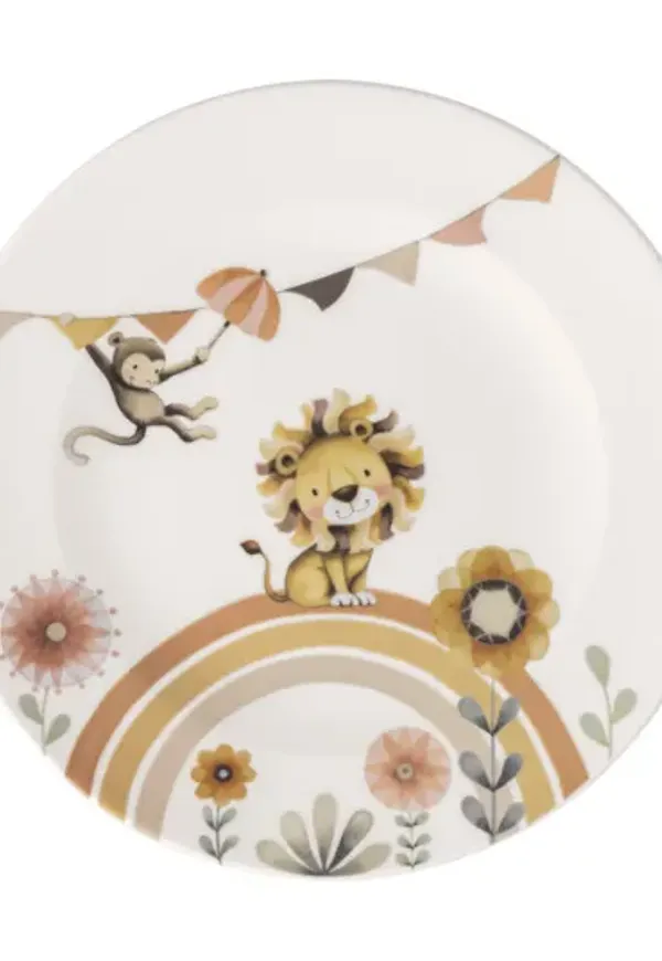 Röd Villeroy & Boch-barntallrik i jättesnygg modell.