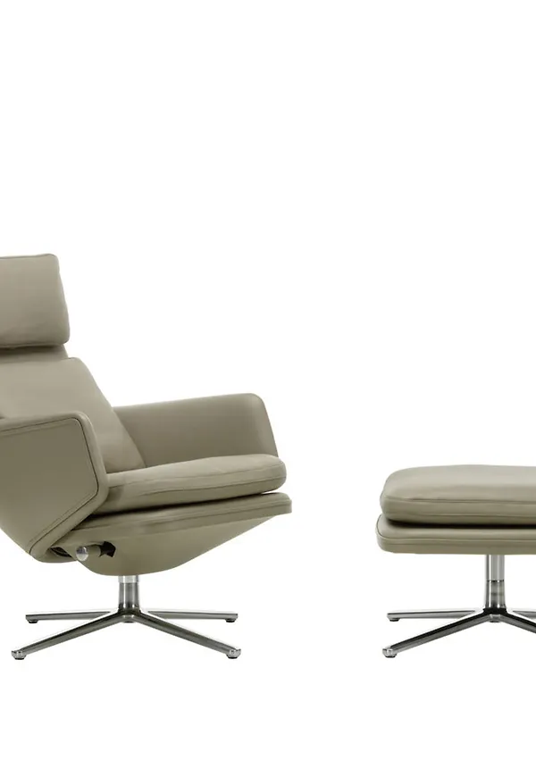 Beige Vitra-läderfåtölj i härlig modell.