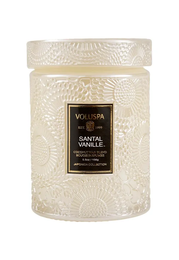 Beige Voluspa-glasburk i cool modell.