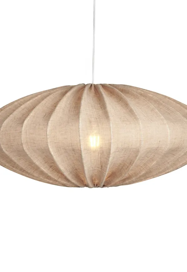 Moderiktig watt & veke lampa i beige färg gjord i linne.