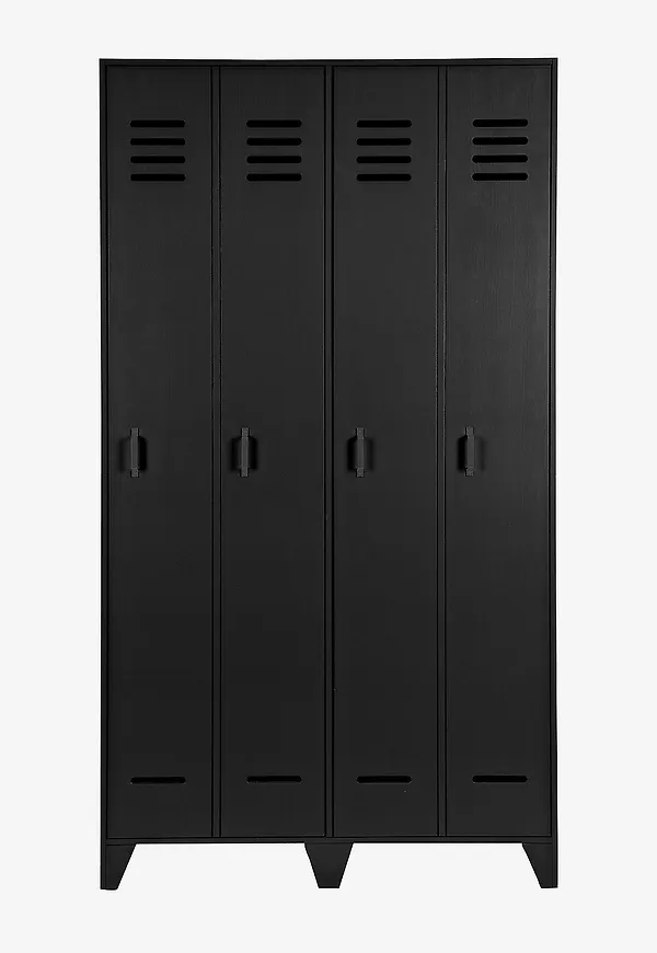 Svart WOOOD-garderob i söt modell.