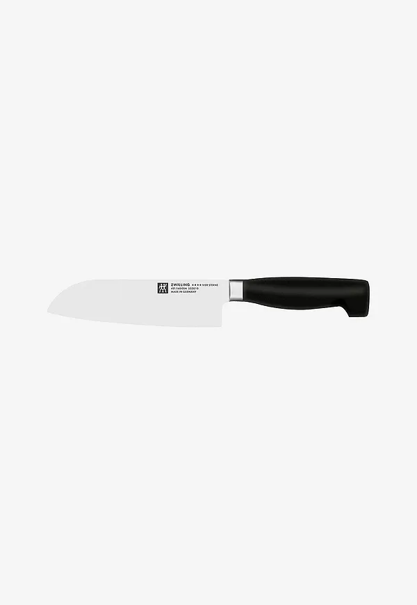 Svart ZWILLING-santokukniv i mysig modell.